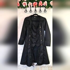 Gothcore Elegant Black Unisex Ruffled Vest Coat
